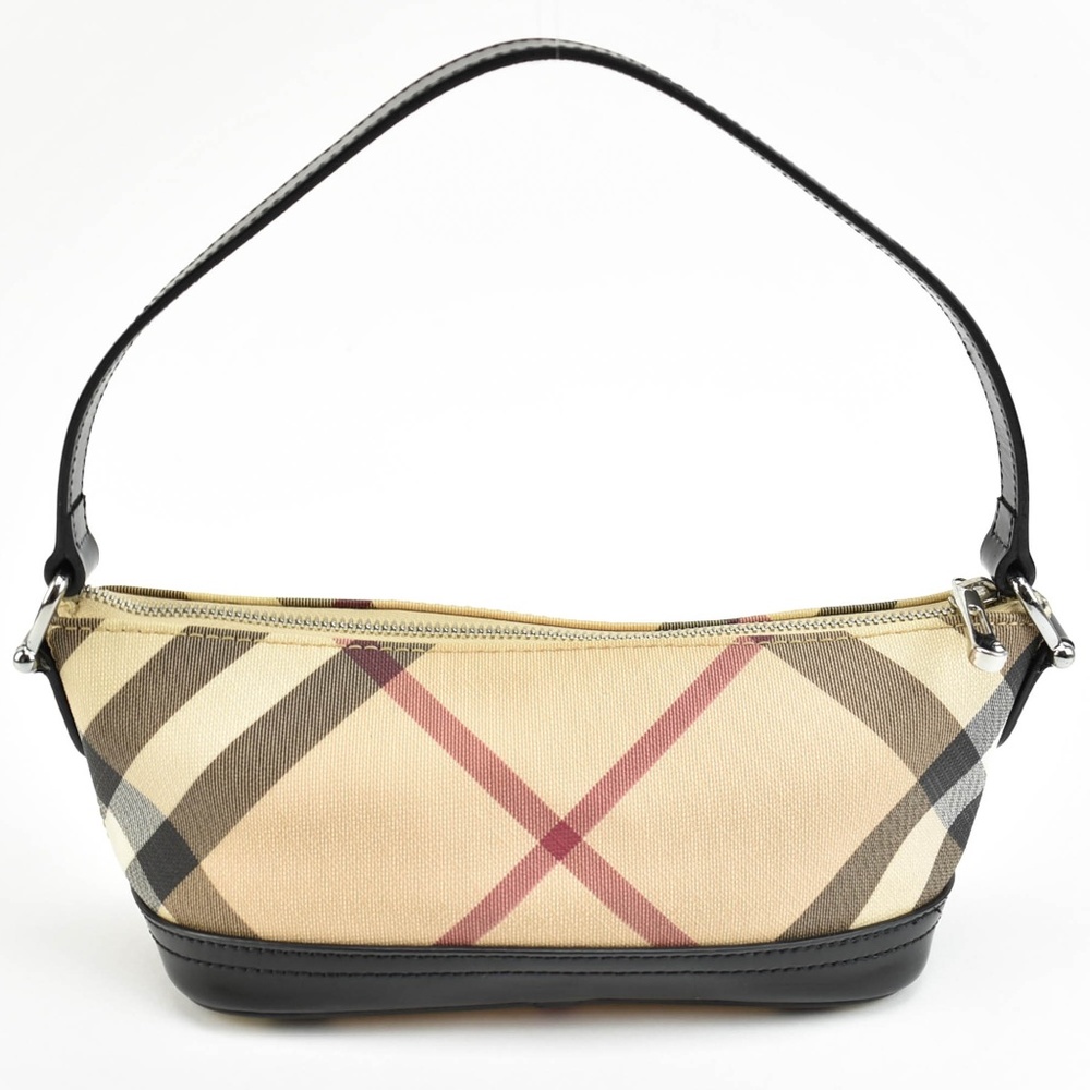 Burberry: Black Leather & Nova check Bag (nm)